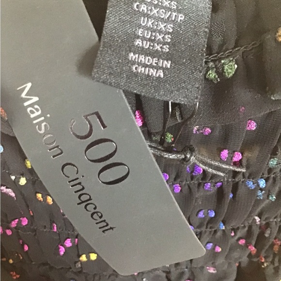 Rainbow Dressy Sheer Maison Cinqcent Top with Wide Legged Jeans - Picture 5 of 5